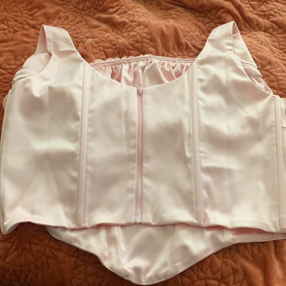 Pink Satin Corset Top - Picture 6 of 7
